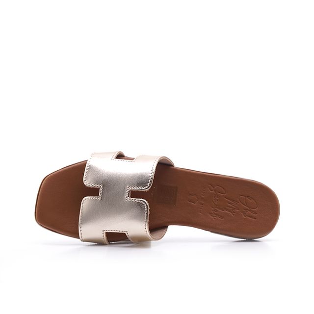 Γυναικεία Mule Oh! my sandals 5810 Χρυσό Δέρμα image - 3